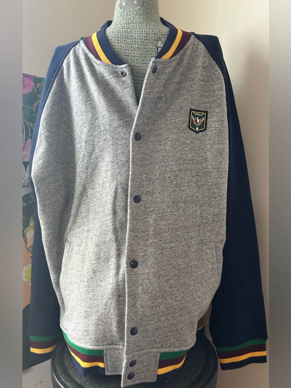 NWOT Polo Ralph Lauren Laurel Crest Fleece Baseball Jacket. XXL